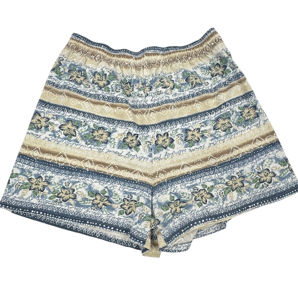 VTG 90s Tropical Floral‎ AOP High Waist Hawaiian Shorts Made in USA Size Large